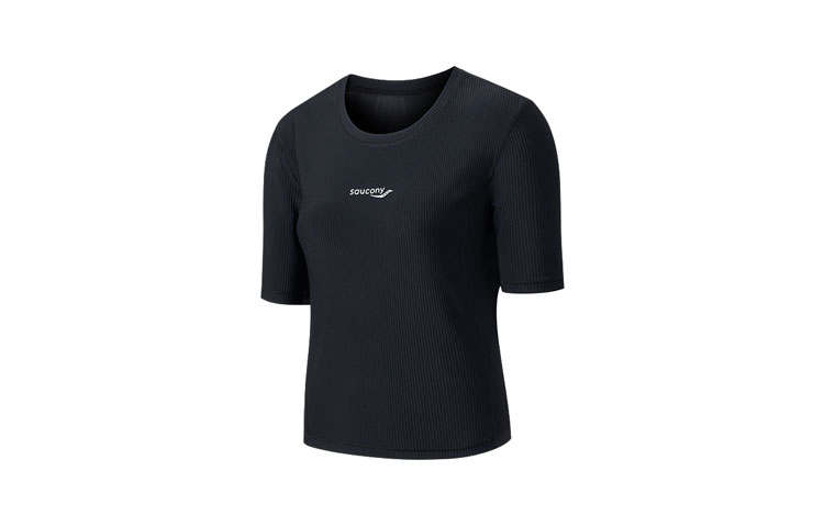 Saucony T Shirts Women's Black Crew Neck Moderate Straight Fit