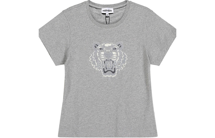 KENZO T Shirts Women's Pearl Gray Crew Neck Moderate Straight Fit