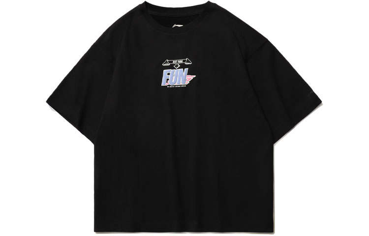 Li-Ning Li Ning Sports Fashion Collection T Shirts Women's Black Crew Neck Moderate Straight Fit