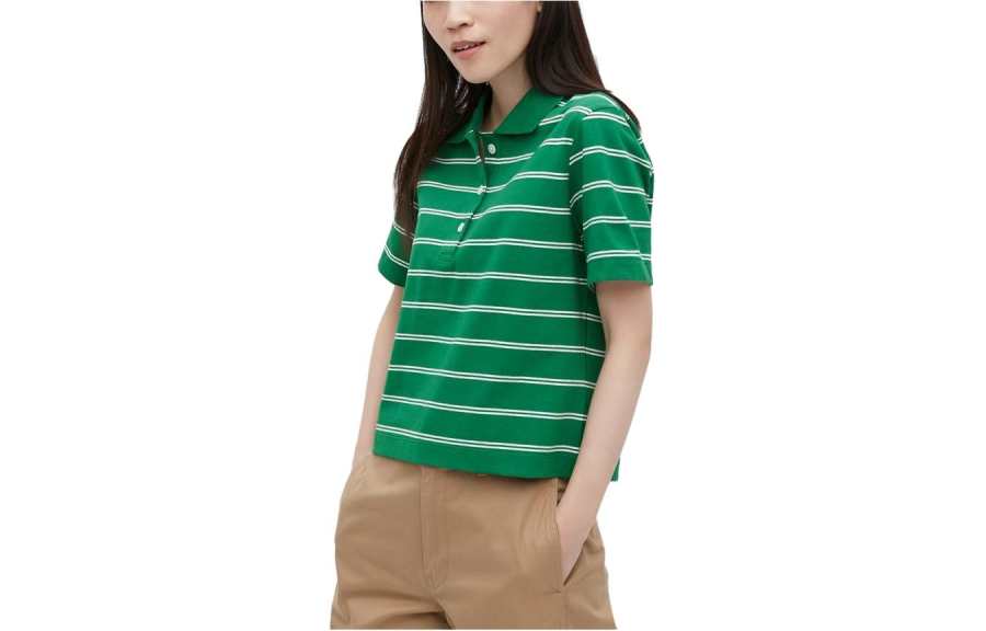 UNIQLO Polo Shirts Women's Turquoise Polo Collar Moderate Other