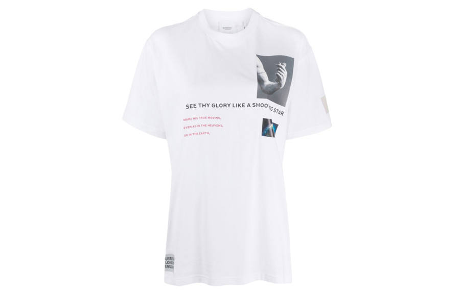 Burberry Women's Montage Print Cotton Short-Sleeve T-shirt White
