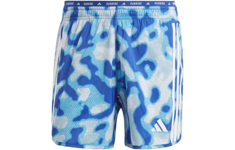Adidas Adidas OWN THE RUN 3 STRIPES ALLOVER PRINT SHORTS Casual Shorts Men's Aura Blue