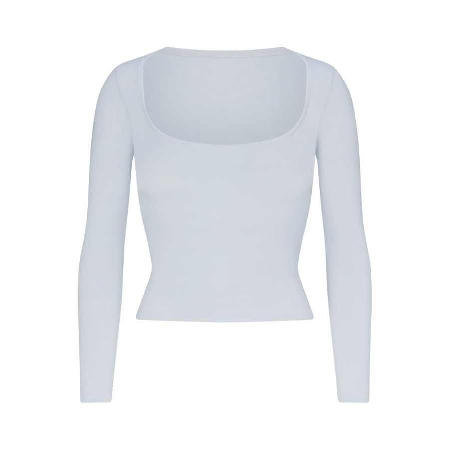 Skims T Shirts Women's Zen Blue/Zen Blue Crew Neck Moderate