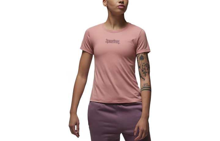 Jordan Jordan T Shirts Women's Pink Crew Neck Moderate Straight Fit