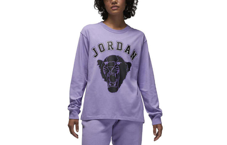 Jordan Jordan Tiger Graphic Drop Shoulder Sleeve T Shirt Women's Purple
