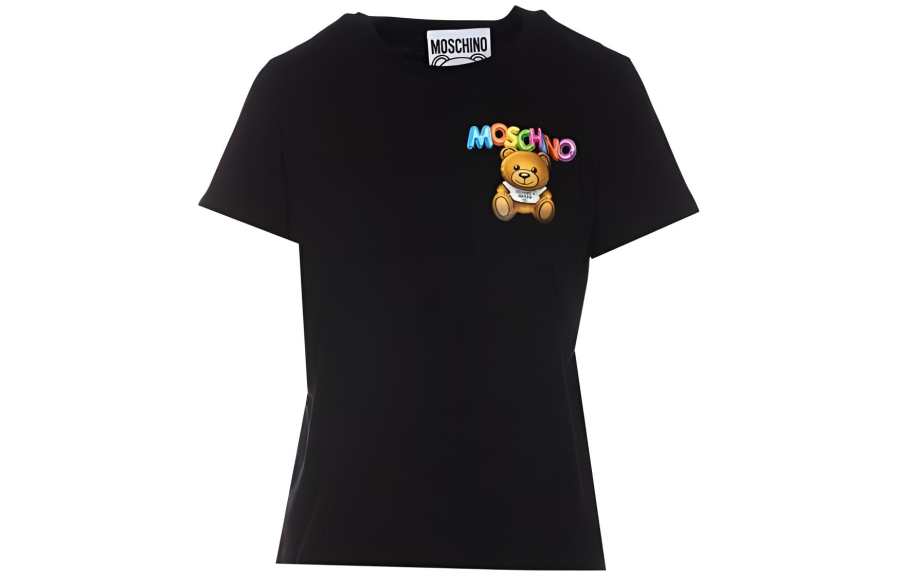 MOSCHINO T Shirts Women's Black Crew Neck Moderate Straight Fit