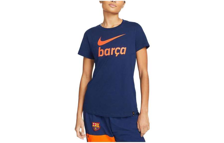 Nike Nike T Shirts Women's Blue Crew Neck Moderate Straight Fit