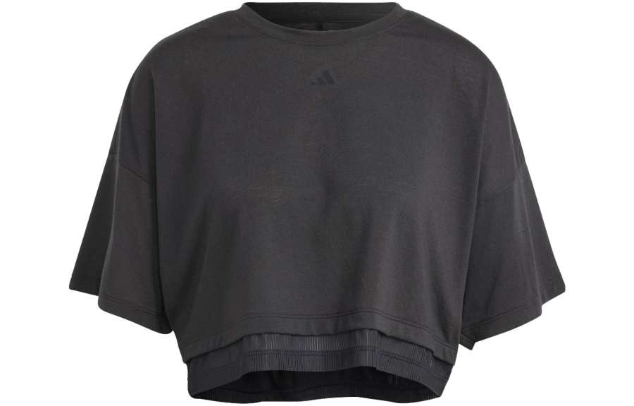 Adidas Adidas Crop Tops Women's Black Crew Neck Moderate