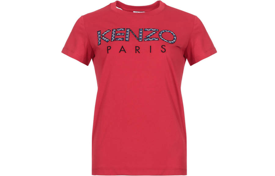 KENZO Letter Logo T Shirts Women's China Red Crew Neck Moderate Other