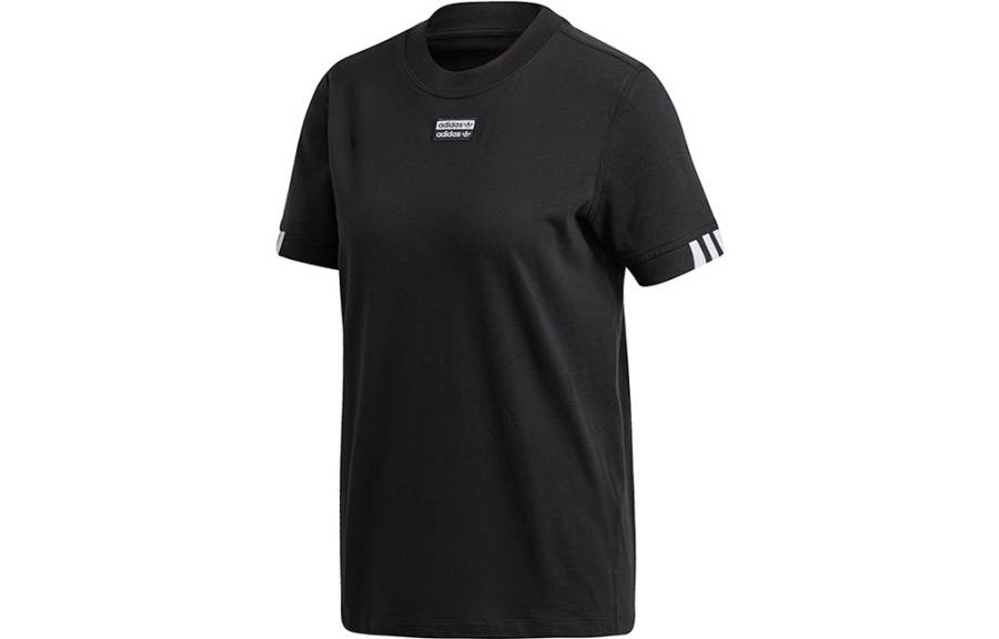 Adidas Originals T Shirts Women's Black Crew Neck Moderate Straight Fit