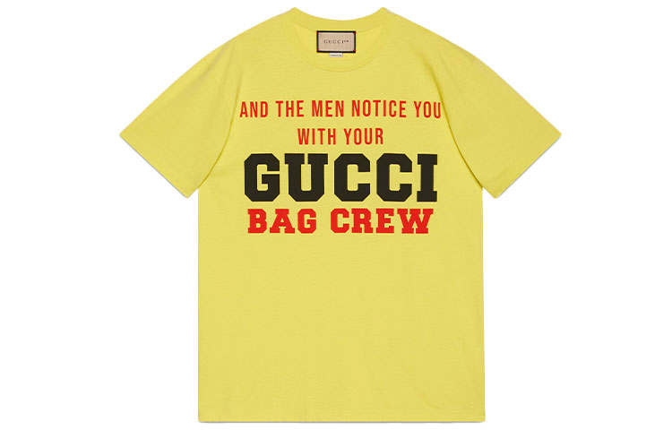 GUCCI Drop Shoulder Sleeve T Shirt Women's Yellow