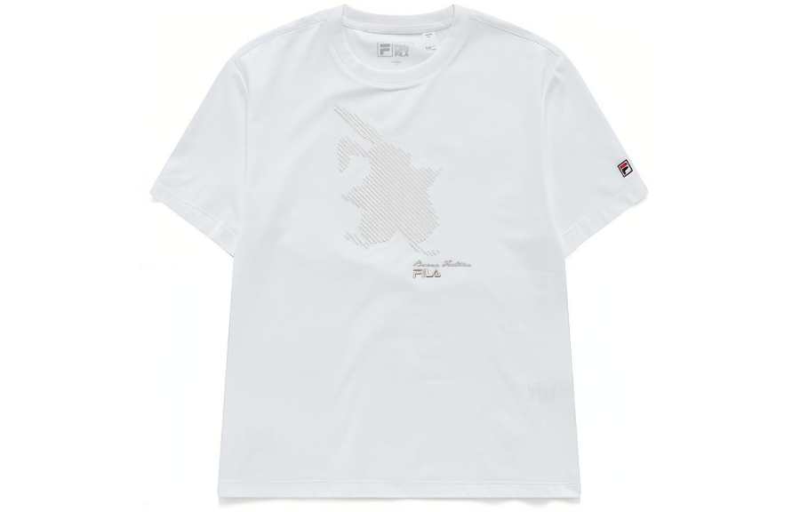 FILA T Shirts Women's Standard White Crew Neck Moderate Straight Fit