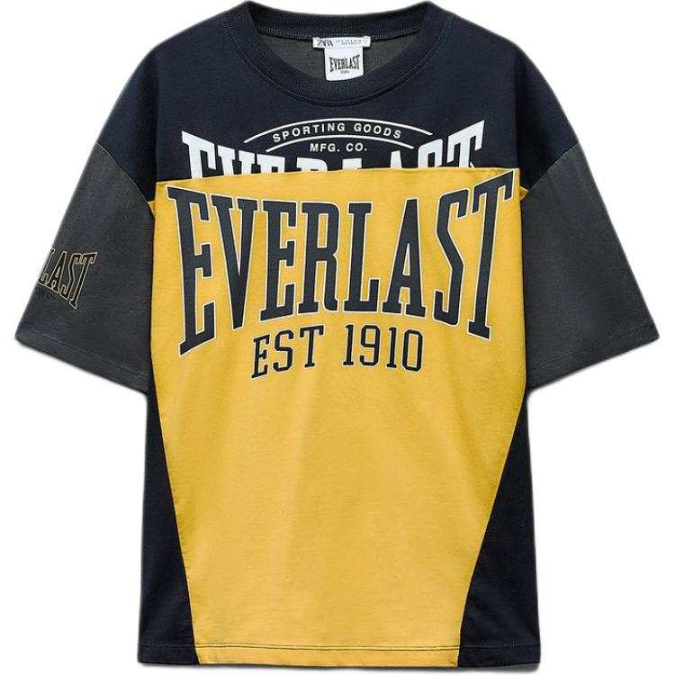 ZARA T Shirt Women's Black/Yellow