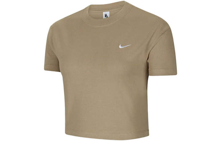 Nike Nike Crop Tops Women's Khaki Crew Neck Moderate