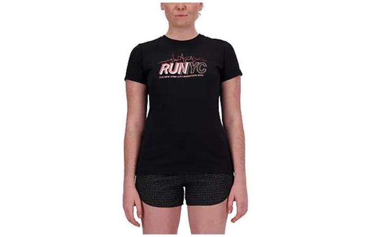 New Balance New Balance NYC Marathon T Shirts Women's Black Crew Neck Moderate