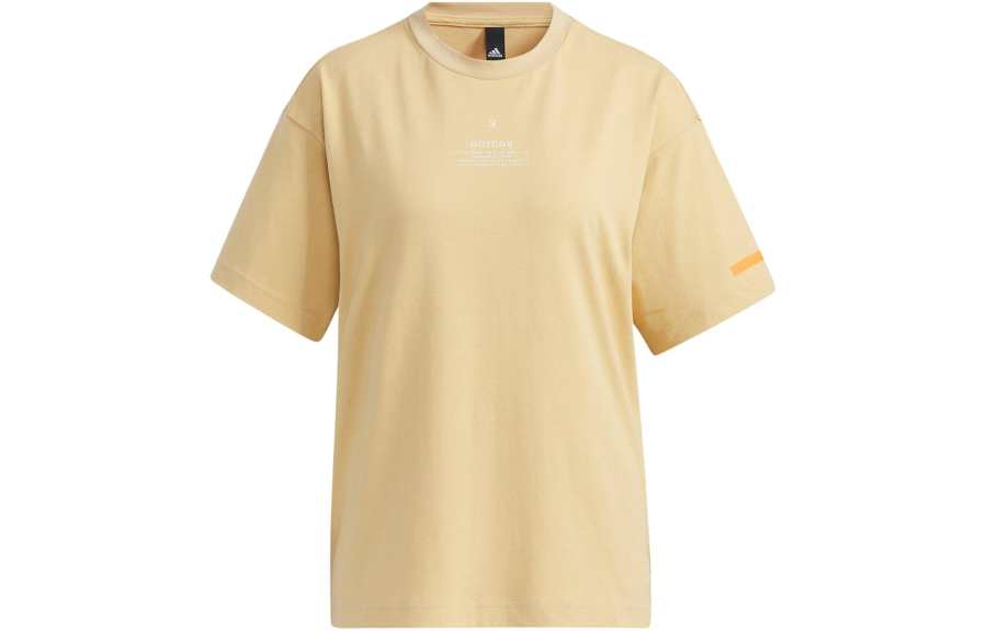 Adidas Adidas T Shirts Women's Yellow Crew Neck Moderate Straight Fit