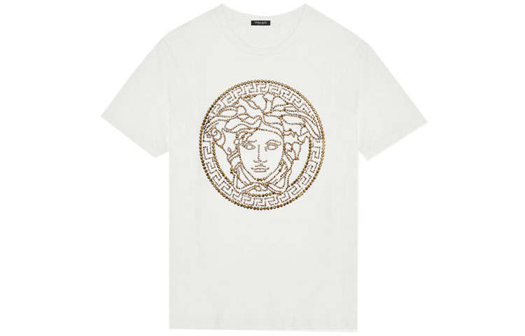 VERSACE T Shirts Women's White Crew Neck Moderate Straight Fit