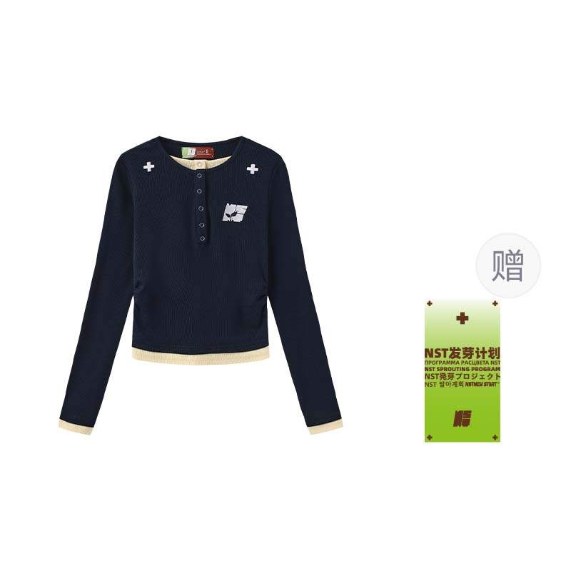 NSTNEW START T Shirts Women's Crew Neck Moderate Mock Two Piece