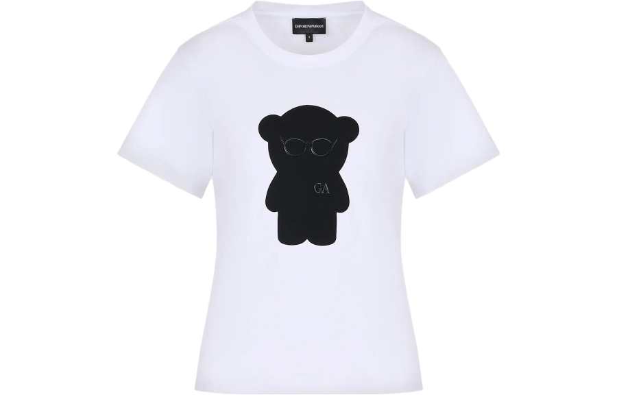 EMPORIO ARMANI T Shirts Women's White Crew Neck Moderate Straight Fit