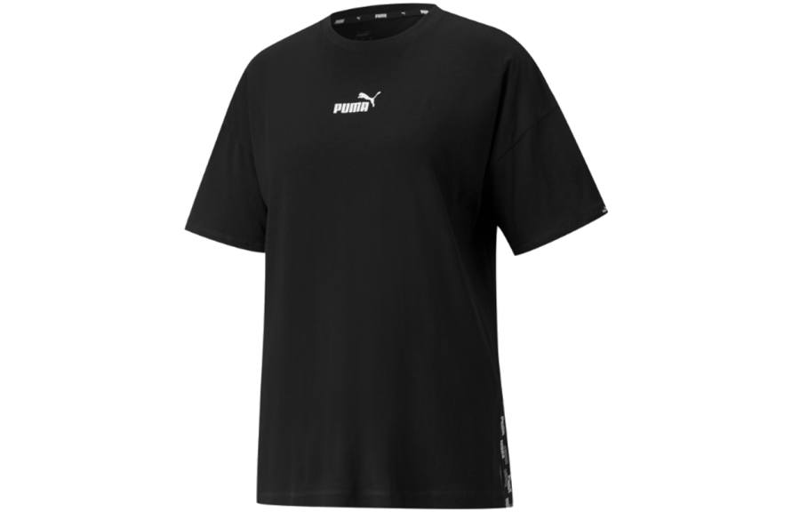 PUMA T Shirts Women's Black Crew Neck Moderate Straight Fit