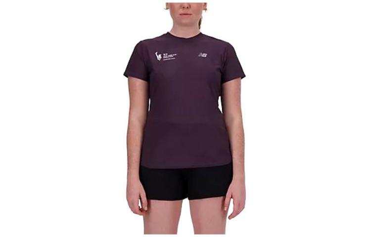 New Balance New Balance T Shirts Women's Purple Crew Neck Moderate Straight Fit