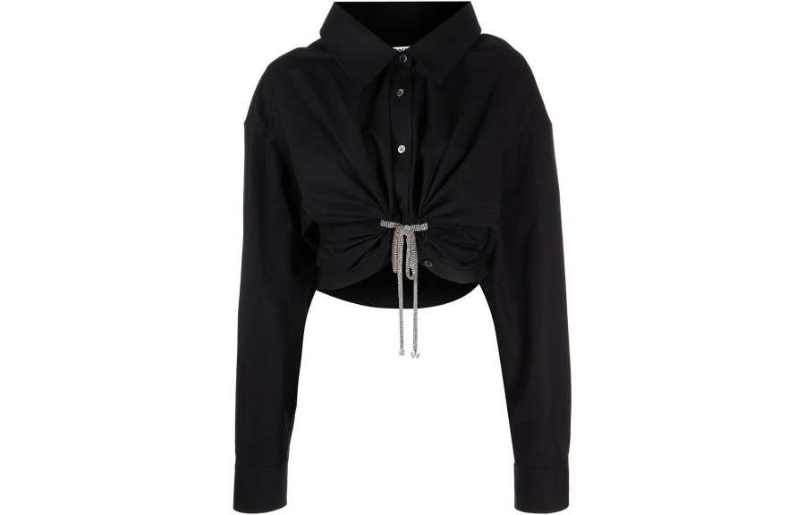Alexander Wang Crop Tops Women's Black Lapel Moderate