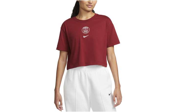 Nike Nike T Shirts Women's Red Crew Neck Moderate Straight Fit