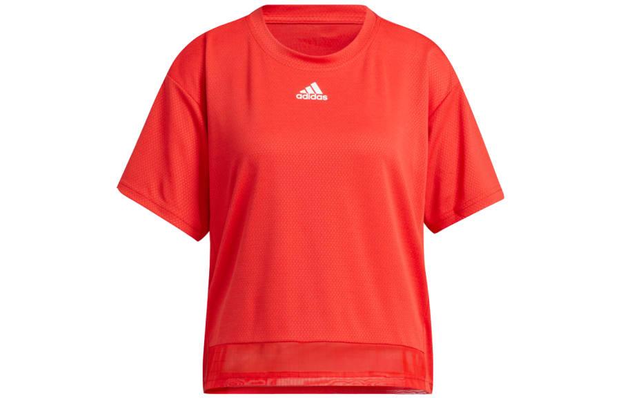 Adidas Adidas T Shirts Women's Red Crew Neck Moderate Straight Fit