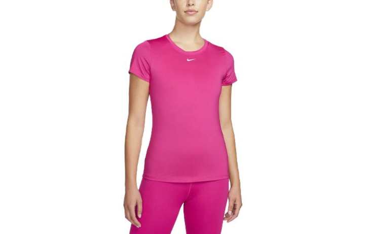 Nike Nike T Shirts Women's Rose Red Crew Neck Moderate Straight Fit