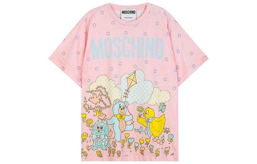MOSCHINO T Shirts Women's Pink Crew Neck Moderate Straight Fit