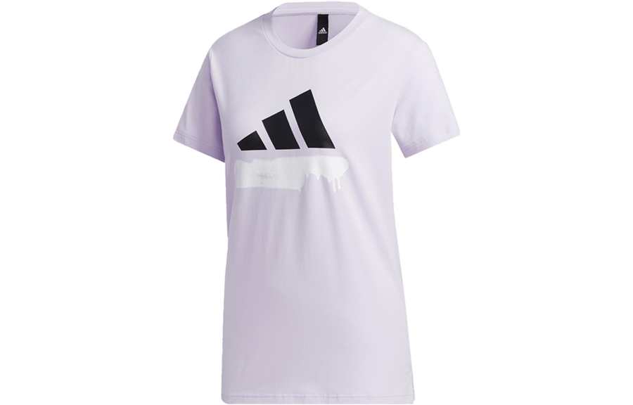 Adidas Adidas T Shirts Women's Light Purple Crew Neck Moderate Straight Fit