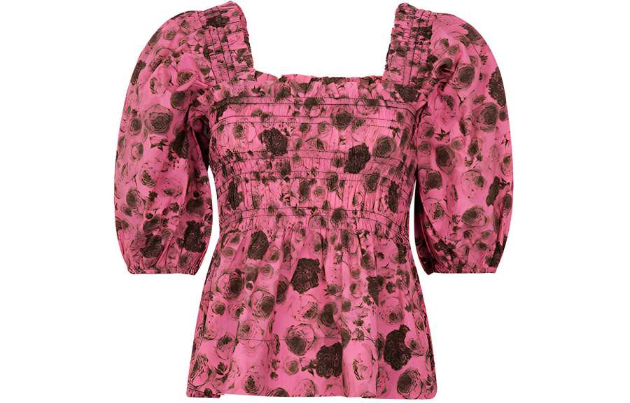 GANNI T Shirts Women's Pink Square Collar Moderate