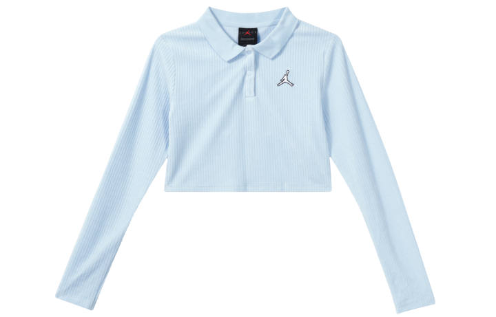 Jordan Jordan Crop Tops Women's Ice Blue Polo Collar Moderate