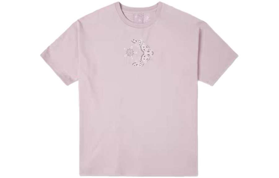 Converse T Shirts Women's Pink Crew Neck Moderate Straight Fit