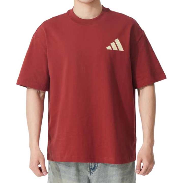 Adidas Adidas T Shirts Unisex Red Crew Neck Moderate Straight Fit