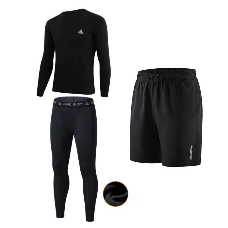 PEAK Fitness Sets Unisex Crew Neck Thickened And Fleece Lined