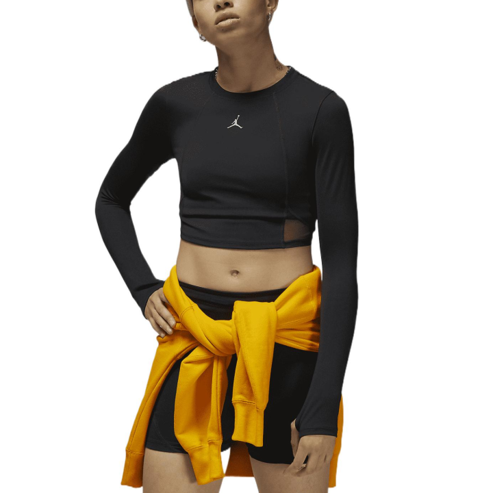 Jordan Jordan Sport Crop Tops Women's Black Crew Neck Moderate