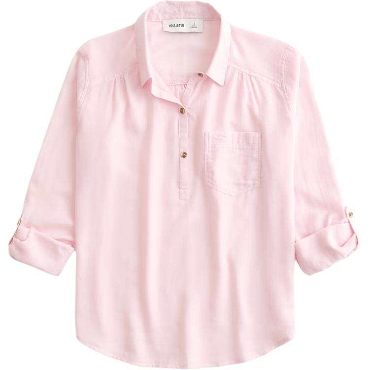Hollister/ T Shirts Women's Pink Lapel Moderate Straight Fit