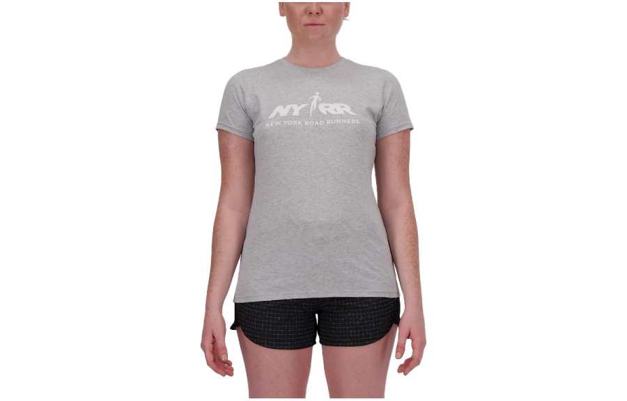 New Balance New Balance T Shirts Women's Gray Crew Neck Moderate Straight Fit