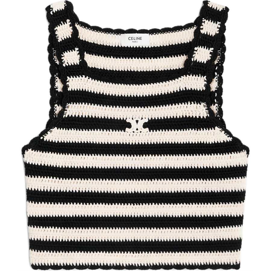 CELINE CELINE Triomphe Striped Cropped Top