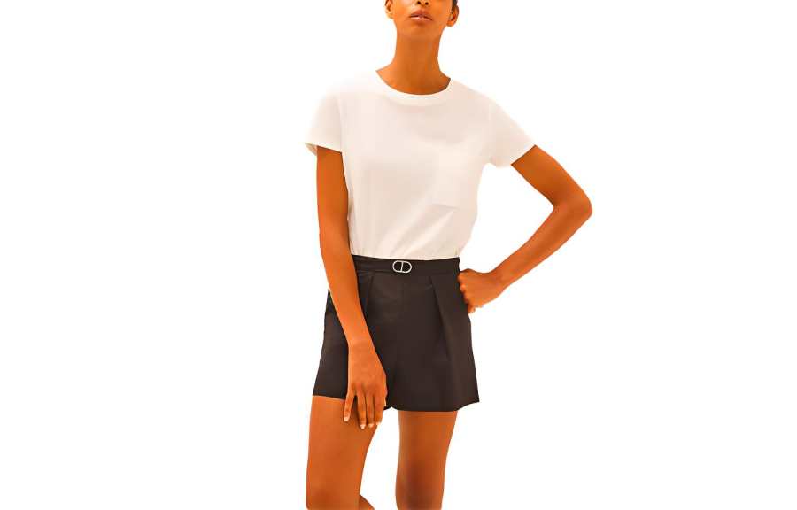 HERMES T Shirts Women's White Crew Neck Moderate Straight Fit