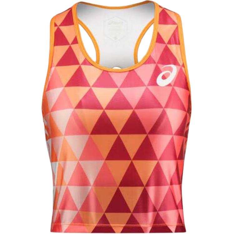 ASICS Tank Tops Women's Orange U Neck Moderate Racerback