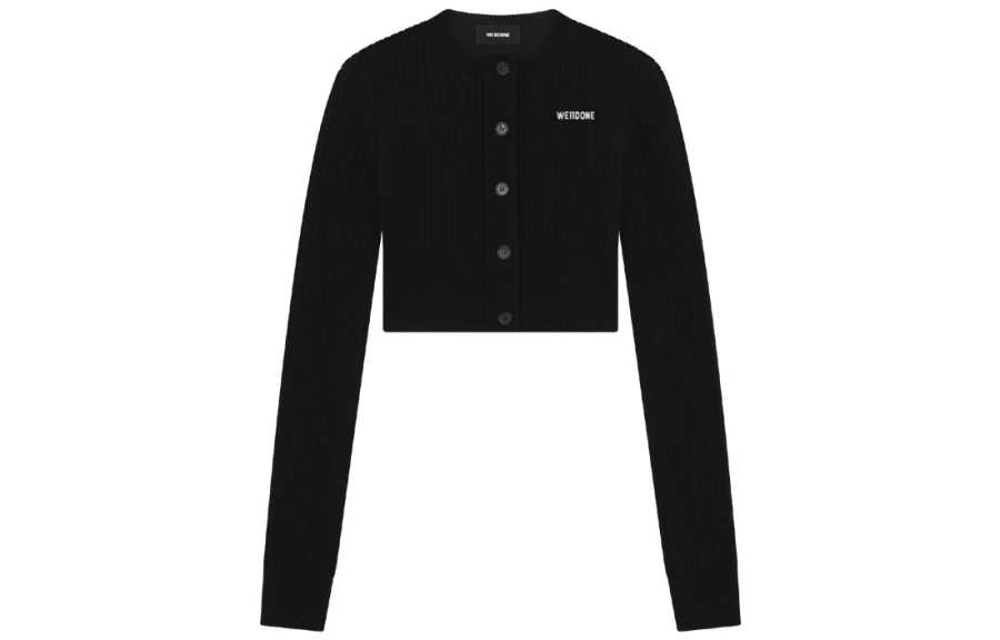 WE11DONE SS23 Crop Tops Women's Black Crew Neck Moderate