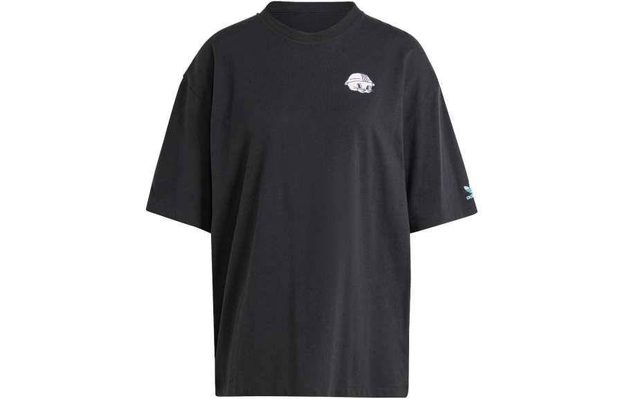 Adidas Originals T Shirts Women's Black Crew Neck Moderate Straight Fit