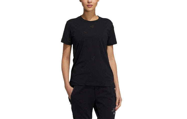 Adidas Adidas T Shirts Women's Black Crew Neck Moderate Straight Fit