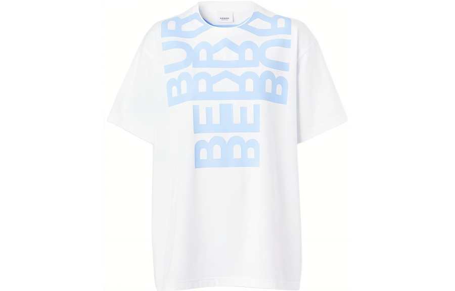 Burberry Logo Printed Oversized T shirt White