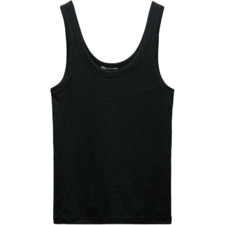 ZARA Tank Tops Women's Black Crew Neck Moderate Other