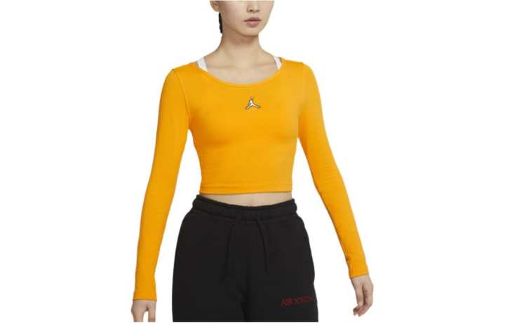 Jordan Jordan Crop Tops Women's Yellow Square Collar Moderate