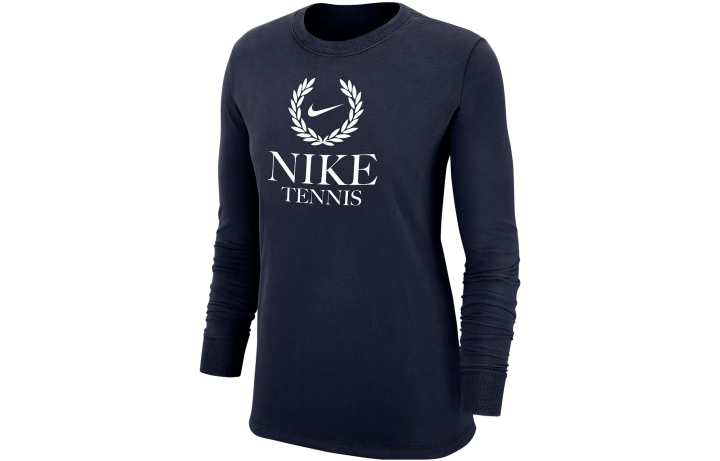 Nike Nike T Shirts Women's Marine Blue Crew Neck Moderate Straight Fit