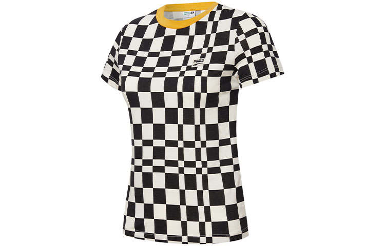 PUMA T Shirts Women's Black Crew Neck Moderate Straight Fit